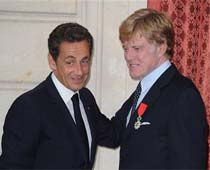 Robert Redford knighted by Nicolas Sarkozy