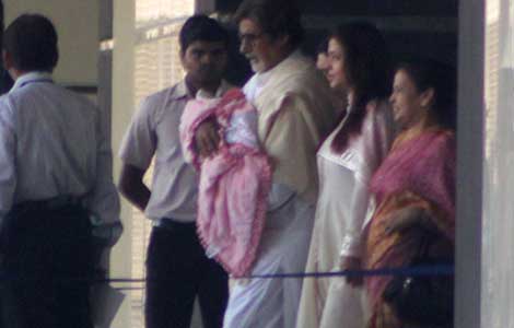 Beti B gets her polio drops in Big B's presence