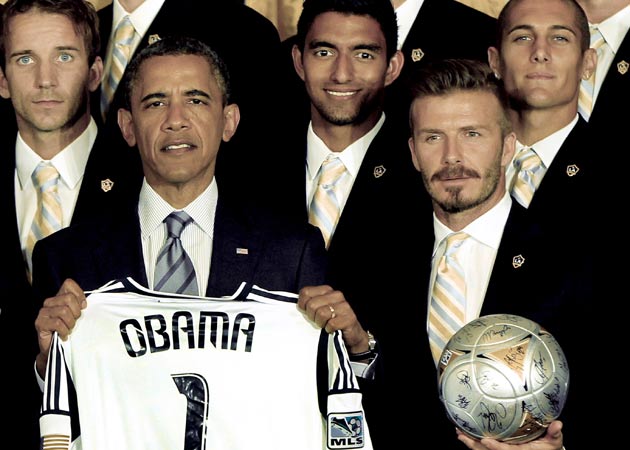 Barack Obama gave David Beckham a "hard time"