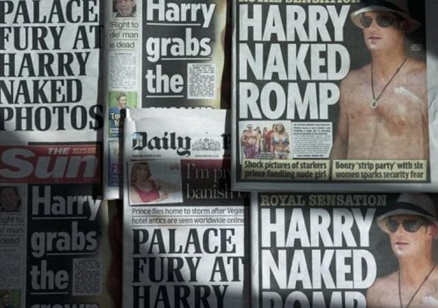 Prince Harry's naked photos published in The Sun