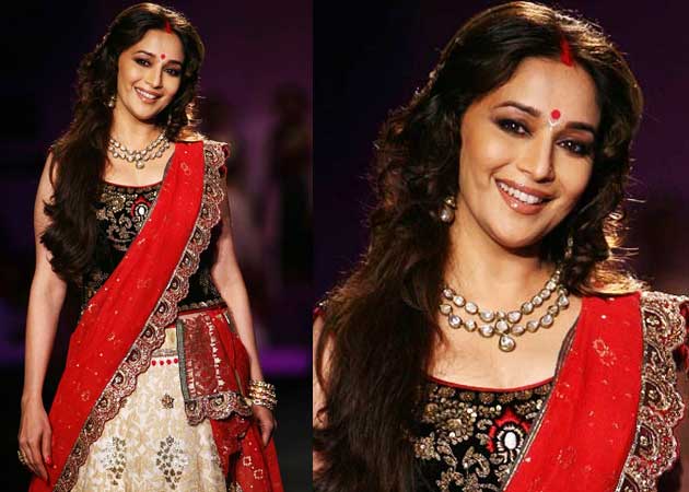 Madhuri Dixit walks the ramp as 'devi' for Anju Modi