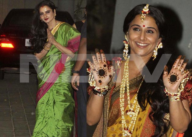 Rekha attends Vidya Balan's <i>mehendi</i>