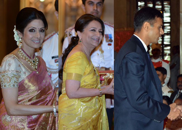 Sridevi receives her Padma Shri, Sharmila Tagore, Rahul Dravid the Padma Bhushan