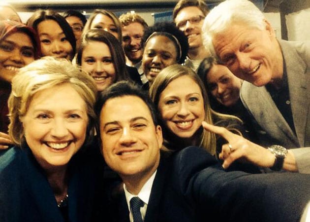 Jimmy Kimmel and the Clintons spoof Ellen's selfie