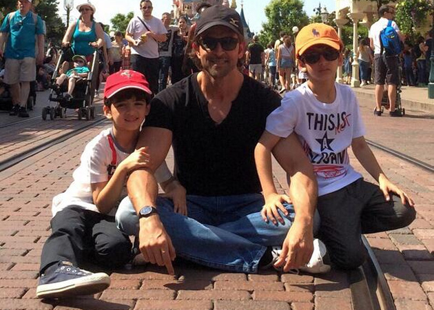 Hrithik in Disneyland With Sons Hrehaan, Hridhaan