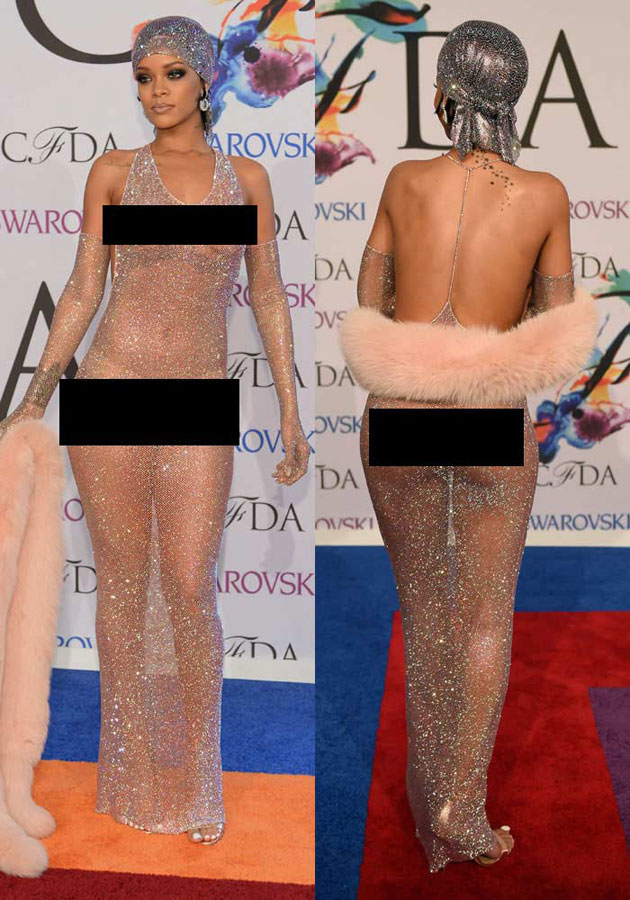 Rihanna Wears 'Scandalous' Fishnet and Crystals and Little Else to CFDA