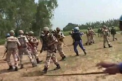 Violence during Meerut panchayat for Sangeet Som, cops injured Violence during Meerut panchayat for Sangeet Som, cops injured