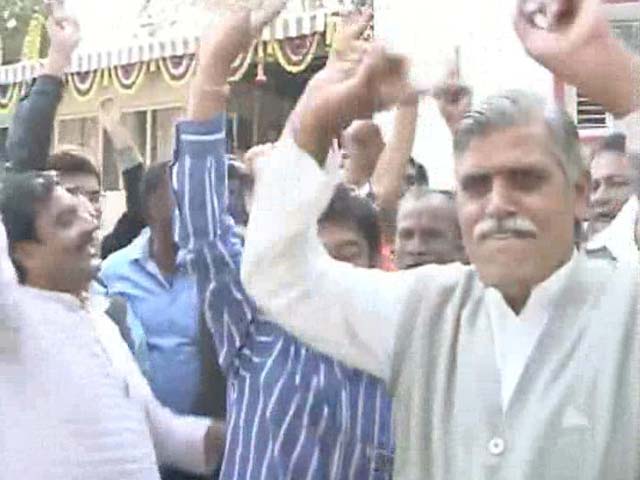 Celebrations outside Shivraj Singh Chouhan's residence in Madhya Pradesh