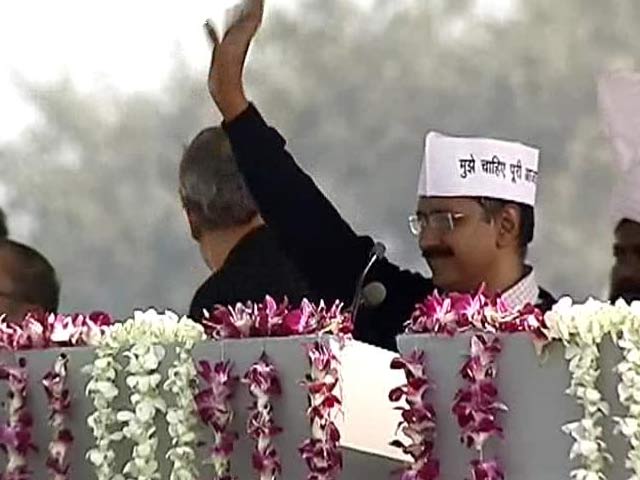 Arvind Kejriwal takes oath as Delhi Chief Minister, sea of supporters present