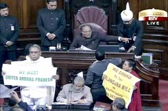 राज्यसभा में हंगामे के बीच तेलंगाना बिल पास राज्यसभा में हंगामे के बीच तेलंगाना बिल पास