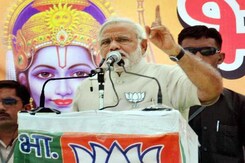 Narendra Modi's Rally Has Lord Ram Backdrop, Congress Objects Narendra Modi's Rally Has Lord Ram Backdrop, Congress Objects
