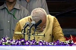 Narendra Modi Fights Back Tears in First Speech In Parliament House Narendra Modi Fights Back Tears in First Speech In Parliament House