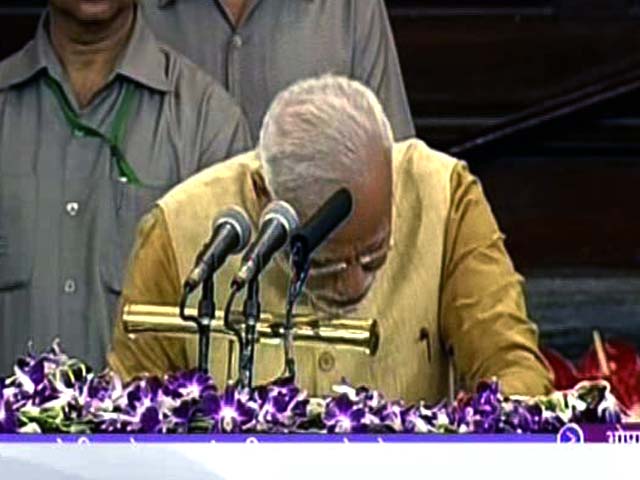 Narendra Modi Fights Back Tears in First Speech In Parliament House