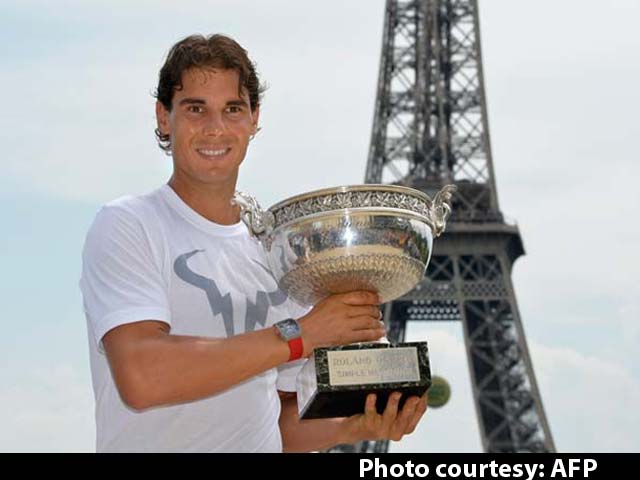 Rafael Nadal Celebrates Win at Eiffel Tower