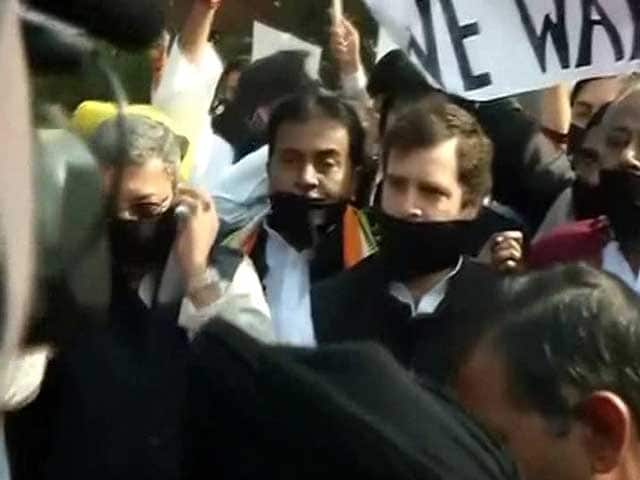 Video : Rahul Gandhi at Frontline of Parliament Protest This Morning