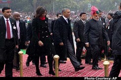 Cheers From Crowd as President Obama Arrives for Republic Day Parade Cheers From Crowd as President Obama Arrives for Republic Day Parade