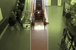 Caught on Camera: To Escape Cops, Biker Rides Down Escalator in Mall Caught on Camera: To Escape Cops, Biker Rides Down Escalator in Mall