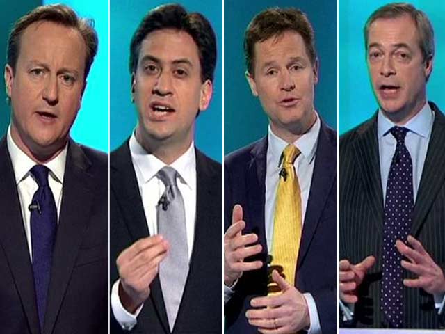 Video : David Cameron Faces Off Against Ed Miliband in Britain's Big 7-Candidate Debate