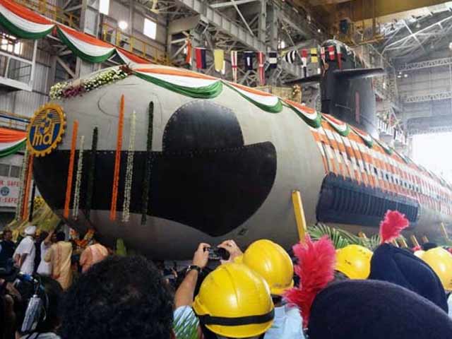 Scorpene Submarine, Built at Mumbai Docks, Launched Into Water