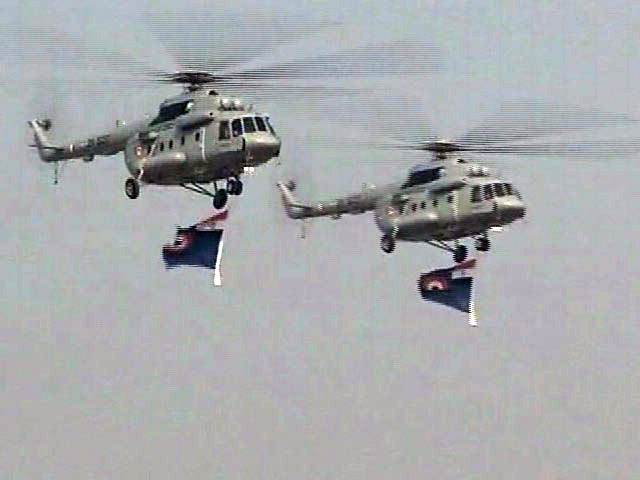 Sky-divers, Aerobatics at Grand Air Force Day Celebrations Near Delhi