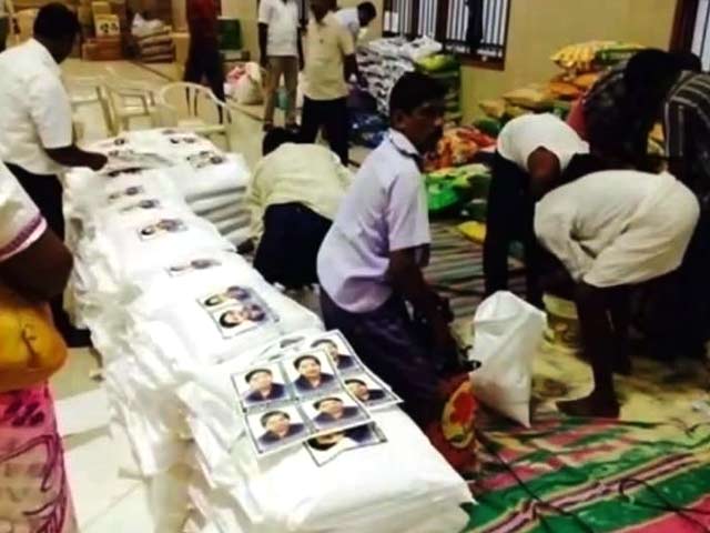 Jayalalithaa's Photos on Relief Material Fuel Controversy