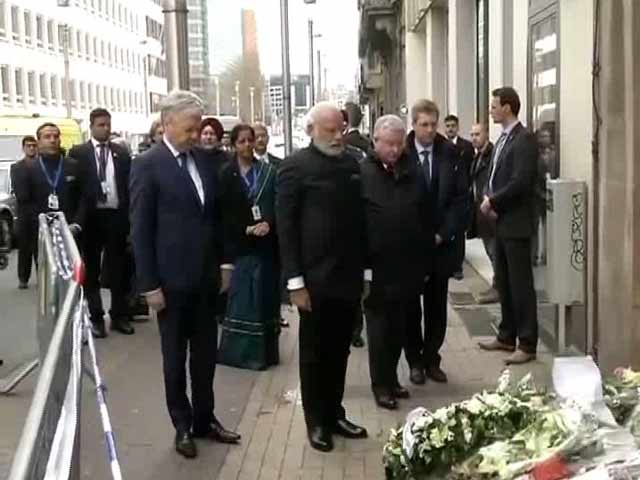 Video : PM Modi Pays Tribute At Brussels Terror Site