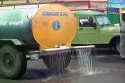 Never Mind The Drought? Water Wasted For Karnataka Chief Minister's Drive Never Mind The Drought? Water Wasted For Karnataka Chief Minister's Drive