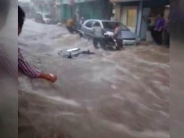 Caught On Camera: Bike Swept Away In Flooded Street In Mathura