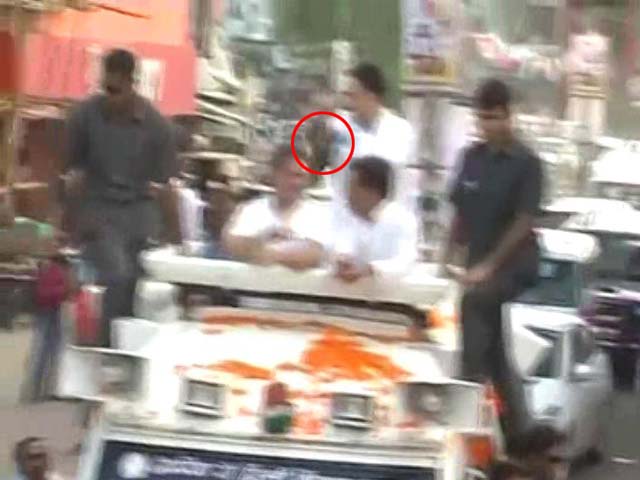 Shoe Thrown At Rahul Gandhi During Roadshow In UP's Sitapur