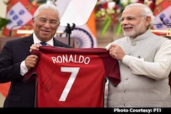 PM Narendra Modi Gifted Signed Cristiano Ronaldo Jersey By Portugese Premier PM Narendra Modi Gifted Signed Cristiano Ronaldo Jersey By Portugese Premier