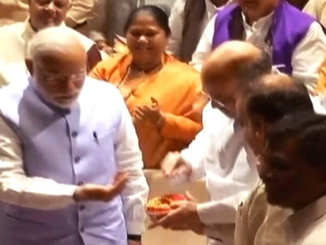 Video : <i>Laddoo</i> In Hand, Amit Shah Sets The BJP a New Target