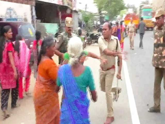 Cop Caught On Camera Slapping Woman Protester In Tamil Nadu's Tirupur