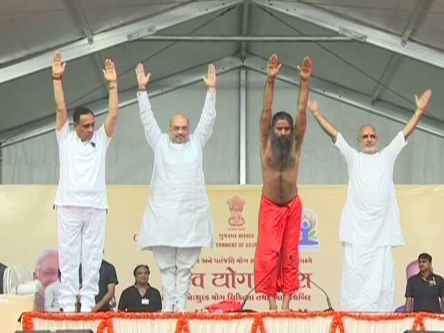 Amit Shah Joins Baba Ramdev For Yoga Day Event In Ahmedabad
