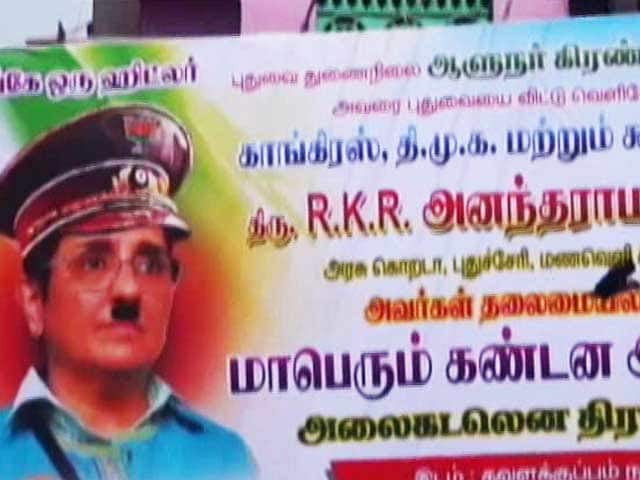 Video : Kiran Bedi Is 'Hitler' In Posters Used In Congress Protests In Puducherry