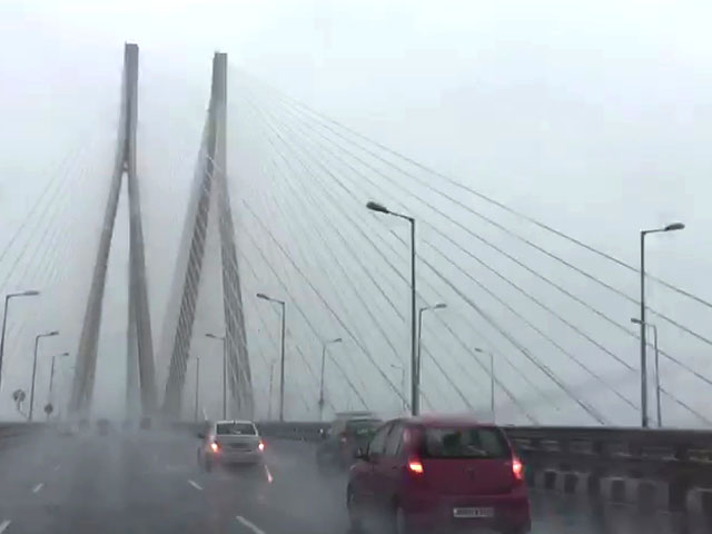 Driving Through Mumbai's Sea Link As Heavy Rain Pounds City
