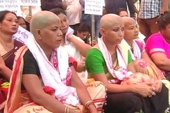 In Assam, Women Shave Their Heads In Protest Against Government In Assam, Women Shave Their Heads In Protest Against Government