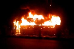 2 Buses Torched In Surat After Police Detain Dozen Patidar Protesters 2 Buses Torched In Surat After Police Detain Dozen Patidar Protesters