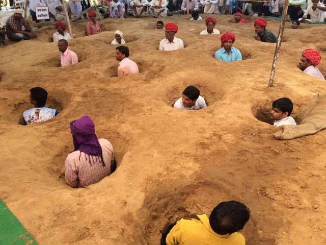 Buried In Mud, Rajasthan Farmers Protest Over Land Compensation