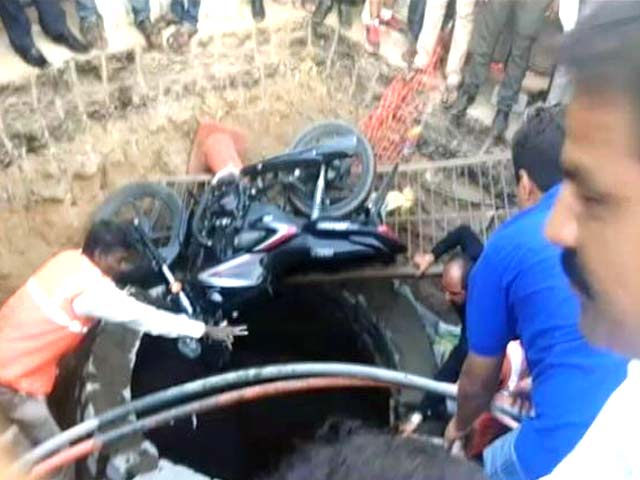 Watch: Biker In Hyderabad Saved After Falling In A 20-Feet Deep Manhole