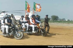 Amit Shah, On Bike, Leads BJP's Mega Rally In Haryana's Jind Amit Shah, On Bike, Leads BJP's Mega Rally In Haryana's Jind
