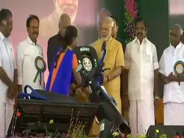 PM Modi Launches Subsidised 'Amma' Two-Wheeler Scheme In Tamil Nadu PM Modi Launches Subsidised 'Amma' Two-Wheeler Scheme In Tamil Nadu