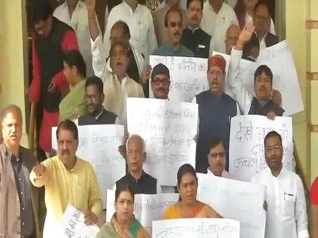 Video : Protests In Bihar Assembly Over Leader Who Mowed Down 9 Children