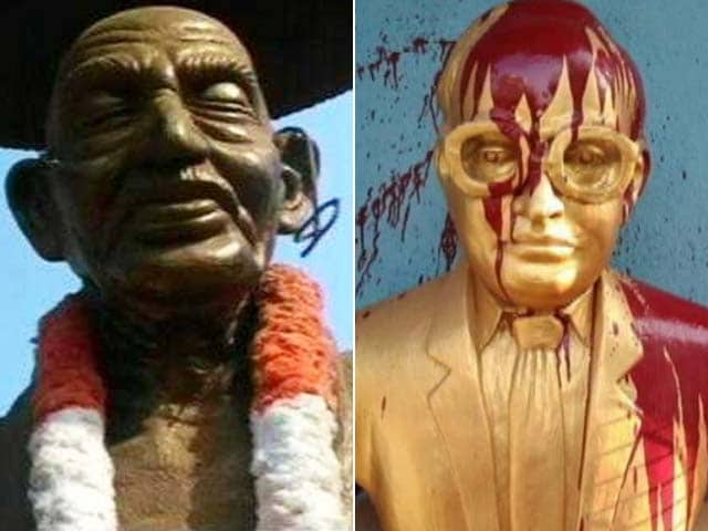 Video : In Kerala, Gandhi Statue Damaged; Ambedkar's Statue Splashed With Paint In Tamil Nadu