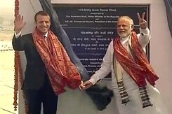 PM Modi, French President Macron Inaugurate UP's Biggest Solar Power Plant PM Modi, French President Macron Inaugurate UP's Biggest Solar Power Plant