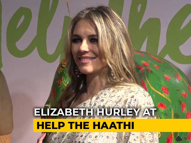 Video : Watch! Elizabeth Hurley Looking Stunning In A Saree At <i>Help The Haathi</i> Event