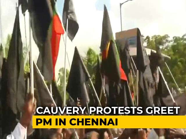 Black Flag Cauvery Protests As PM Modi Arrives In Chennai for DefExpo