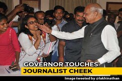 Tamil Nadu Governor Pats Woman Journalist On Cheek Without Consent, Triggers Outrage Tamil Nadu Governor Pats Woman Journalist On Cheek Without Consent, Triggers Outrage