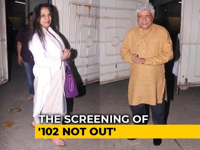 Javed Akhtar And Shabana Azmi At The Screening Of <i>102 Not Out</i>