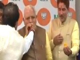 Video : Haryana Chief Minister ML Khattar Celebrates BJP Win In Gujarat, Himachal